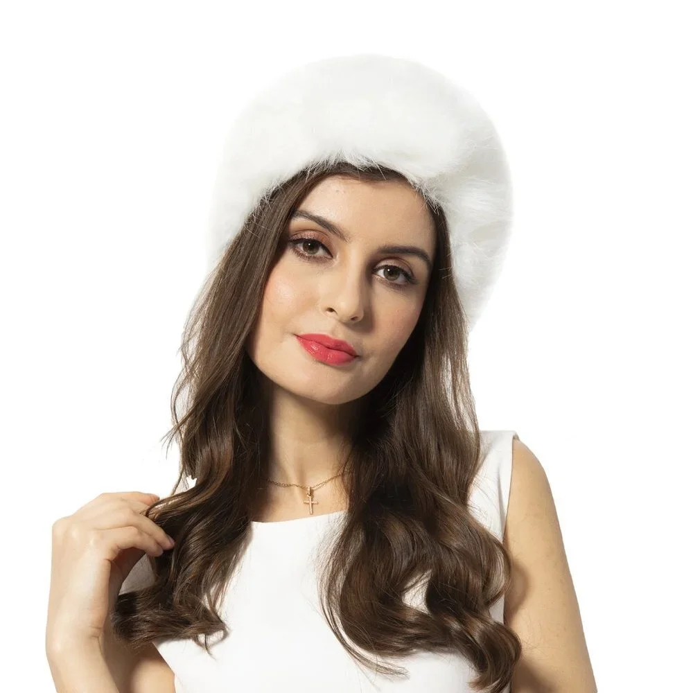 Faux fur Headband White